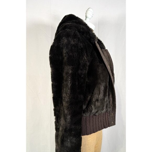 Vintage Y2K 90s Juicy Couture Brown Faux Fur Full Zip Bomber Jacket Coat Sz S - Picture 12 of 16